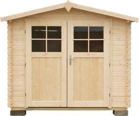 DREWNIANY DOMEK 216×266 CM OGRODOWY ZŁOCIEŃ ZE ŚWIERKU – Z DWUSKRZYDŁOWYMI DRZWIAMI