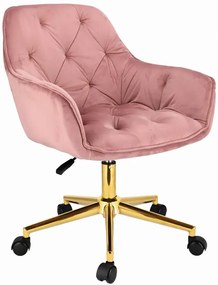 Różowe pikowane krzesło obrotowe w stylu glamour - Anlo 5X