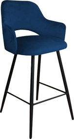 Hoker Milano krzesło barowe tkanina Welur podstawa metalowa : Kolor nogi - Czarna stożek, Kolor tkaniny - VELVET - MG16, Typ siedziska - Siedzisko stałe
