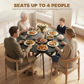 HOMCOM Okrągły stół jadalniany dla 4 osób, stół kuchenny w stylu industrialnym ze stalowymi nogami, do jadalni, kuchni, czarny | Aosom PL