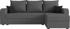Rozkładana narożna sofa VALERIO 238x140 cm, ciemnoszara, uniwersalna + 2 poduszki GRATIS