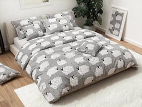 PrzytulneMieszkanie.pl PrzytulneMieszkanie.pl Bawełniana pościel WHITE SHEEPS szara Rozmiar pościeli: 70 x 90 cm | 140 x 220 cm