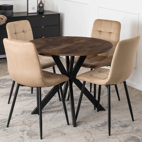 Okrągły stół industrialny Lauren 90 cm, dąb rustykalny/czarny