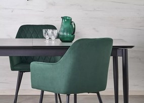 Stół rozkładany Heizo 180–260 cm popielaty marmur – MDF, nowoczesny, czarne nogi metalowe