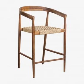 Zestaw 4 Wysokich Stołków Ogrodowych Z Drewna Tekowego (65 Cm) Visby Drewno Tekowe - Sklum