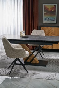 Stół rozkładany spiek czarny marmur/dąb złoty 160-200/90/76 cm VOLANT 160