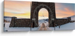 Obraz bramy, Yellowstone (z zegarem) (90x30 cm)