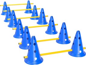 PawHut Zestaw Agility dla psów 6-częściowy sprzęt Agility do treningu psów, zestaw płotków z 12 pachołkami, 6 przeszkód, torba transportowa | Aosom PL