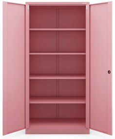 Szafa do biura domowego JAN, 900 x 1850 x 400 mm, Fresh Style: pudrowy róż