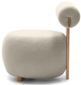 Beżowy designerski fotel HANNA, dąb