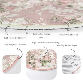 Jasnoróżowy okrągły dywan odpowiedni do prania i robotów sprzątających ø 120 cm Comfort – Mila Home