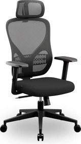 Fotel biurowy siateczkowy Orbit z zagłówkiem, czarny