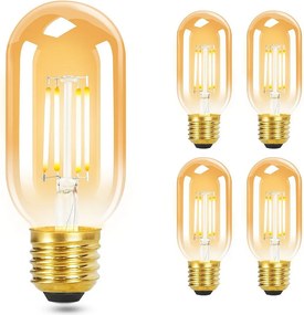 NETTLIFE Zestaw 4 żarówek LED E27 ciepły biały vintage T45 4W 2700K energooszczędne żarówki szklane w stylu Edisona