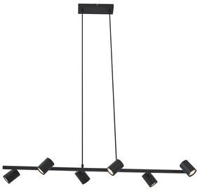 Nowoczesna lampa wisząca czarna 6-punktowa - Jeana Straight Nowoczesny Oswietlenie wewnetrzne