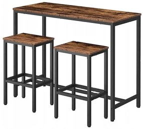 Zestaw stołu barowego w stylu industrialnym z 2 krzesłami - 100x40x90 cm
