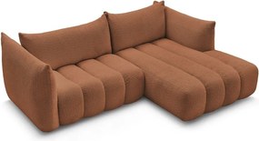 Pomarańczowy narożnik z materiału bouclé (prawostronny/z szezlongiem) Azra – Bobochic Paris