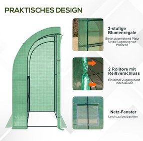 Outsunny szklarnia foliowa stal, zielona, 200 cm x 100 cm x 215 cm