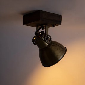 Industrialny reflektor sufitowy brązowy z drewnem 18 cm - Mangoes