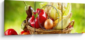 Obraz - Warzywa (z zegarem) (90x30 cm)
