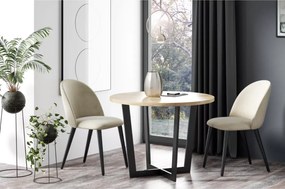 Stół okrągły rozkładany Rodos Slim 90–140 cm – nowoczesny kompaktowy stół do kuchni i salonu, blat laminowany, metalowe nogi