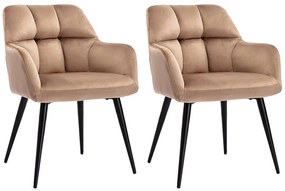 Zestaw 2 krzeseł PEGA marki Pascal Morabito – z podłokietnikami – welur i metal – kolor beżowy
