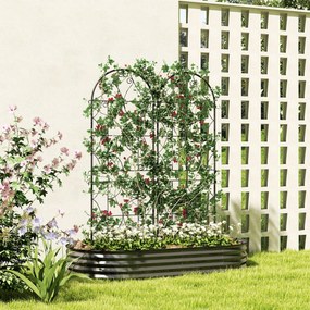Outsunny Pergola Metalowa 2 szt. Wkopywana, Antykorozyjne Wsparcie dla Roślin Pnących 50x150 cm, Czarna