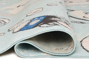 Turkusowy dywan z planetami do pokoju dziecięcego A6-N06