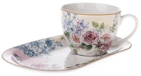 Porcelanowy kubek z tacą Roses, 445  ml