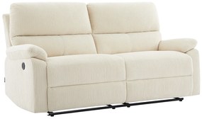 Kanapa 3-osobowa z elektryczną funkcją relax z beżowego sztruksu - LUNANO