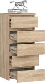 Komoda AKORD CL5 Dąb Sonoma 40 cm 5 szuflad kolor Dąb Sonoma mat 40x35x92 cm