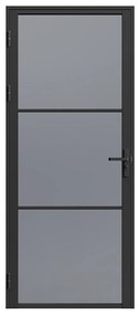 Drzwi kompletne dwustronne z aluminium i dymionego szkła hartowanego - wys. 204 x szer. 83 cm - Czarny - MASERU