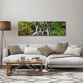 Obraz wodospadów w tropikalnym lesie (170x50 cm)