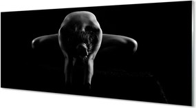 Panel szklany do Kuchni Czarno-Biały Portret Kobiety