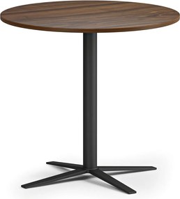 Stolik kawowy AURA, średnica 60 cm, czarna podstawa, orzech