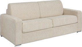 Kanapa 4-osobowa rozkładana typu express z beżowej tkaniny bouclette - Miejsce do spania 160 cm - Materac 18 cm - CALITO