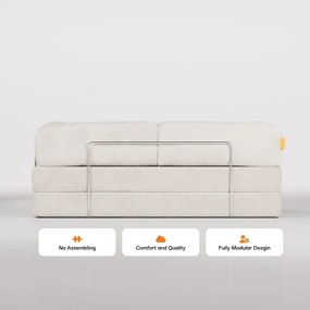 Beżowa rozkładana sofa z materiału bouclé 180 cm Bloom – TemaHome
