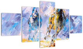 Obraz biegnących koni, obraz olejny (125x70 cm)