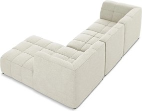 Beżowy narożnik z materiału bouclé (prawostronny/z szezlongiem) Aloha – Makamii