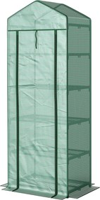 Outsunny Mini-szklarnia na kwiaty lub warzywa, stal, tworzywo sztuczne, 69 dł. x 49 szer. x 193 wys. cm, Zielona