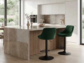 Zielone krzesło barowe KAST VELVET z czarną nogą