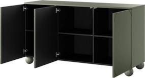 Komoda Sonatia II 150 cm trzydrzwiowa - oliwka / nogi kule