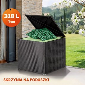 Polirattanowy pojemnik na schowek RICCO, 318L, 75x75x70 cm, czarna Casaria