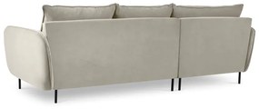 Beżowa narożna aksamitna sofa lewostronna Cosmopolitan Design Vienna