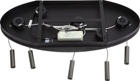 Designerska lampa wisząca Fiera, grafitowa, z zielonym szkłem, zintegrowanym LED, 3-stopniowo ściemnialna, 5-punktowa, z systemem Easylift