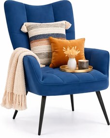 Niebieski pikowany fotel wypoczynkowy W0-D84