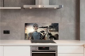 Szklany Panel Rowerzysta rower chmury