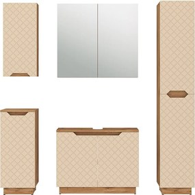 Zestaw mebli łazienkowych dąb/kaszmir ze strukturą płytek 79.6x32x62.5 lotta