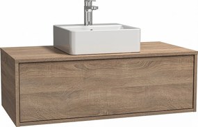 Szafka łazienkowa wisząca  w jasnym naturalnym kolorze z pojedynczą umywalką - TEANA