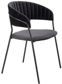 Zestaw czarnych aksamitnych metalowych krzeseł 4 szt. B7-Z19