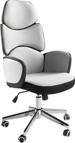 Obrotowe krzesło biurowe z jasnoszarej tkaniny i błyszczącego białego PCV 4142 ANGEL CERDA